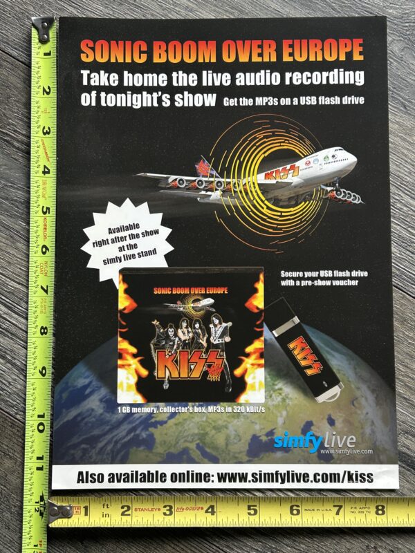 KISS Promo Display Ad Advert Concert CD USB Sonic Boom Over Europe Tour 2side