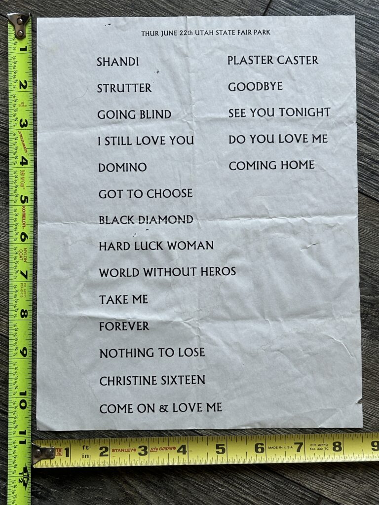 KISS Concert Set List Unplugged Convention Tour Utah June 22 1995 Vintage Kiss