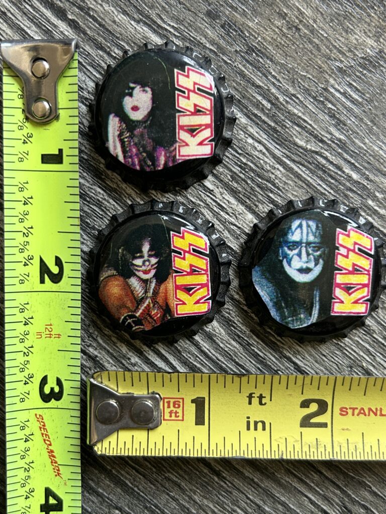 KISS Pin Button Bottle Cap Lot Ace Frehley Paul Stanley Peter Criss Vintage Kiss
