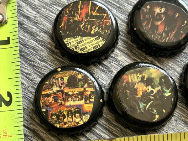 KISS Memorabilia Bottle Caps Album Covers 5pc Lot Vintage Kiss Alive Unmasked
