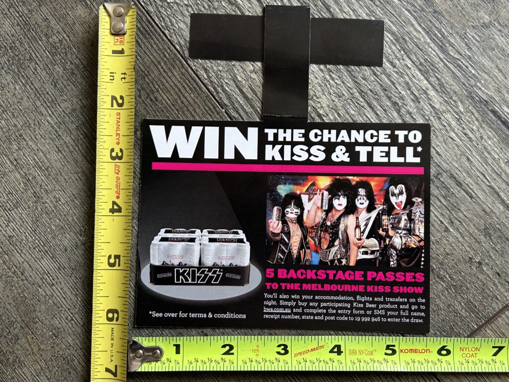 KISS Store Display Beer Contest Win Melbourne Australia Concert Backstage Passes