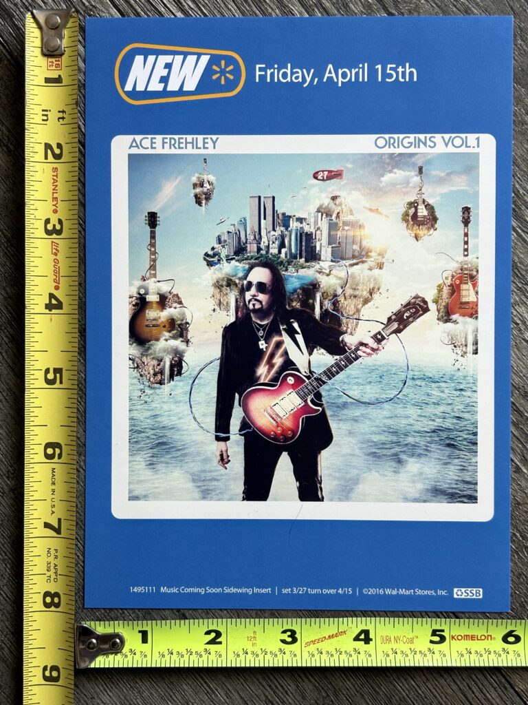 Kiss Store Display Promo ACE FREHLEY Origins Vol 1 CD Walmart 2016 Vintage Kiss