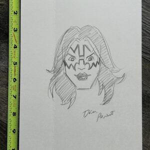 KISS ACE FREHLEY Art Sketch Signed Comic Artist Dan Parent Archie Meets Kiss