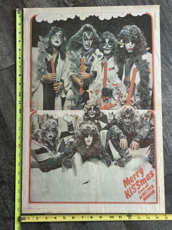 KISS Poster Merry Kissmas Rock And Roll Over 1976 UK Vintage Kiss Aucoin 16x23