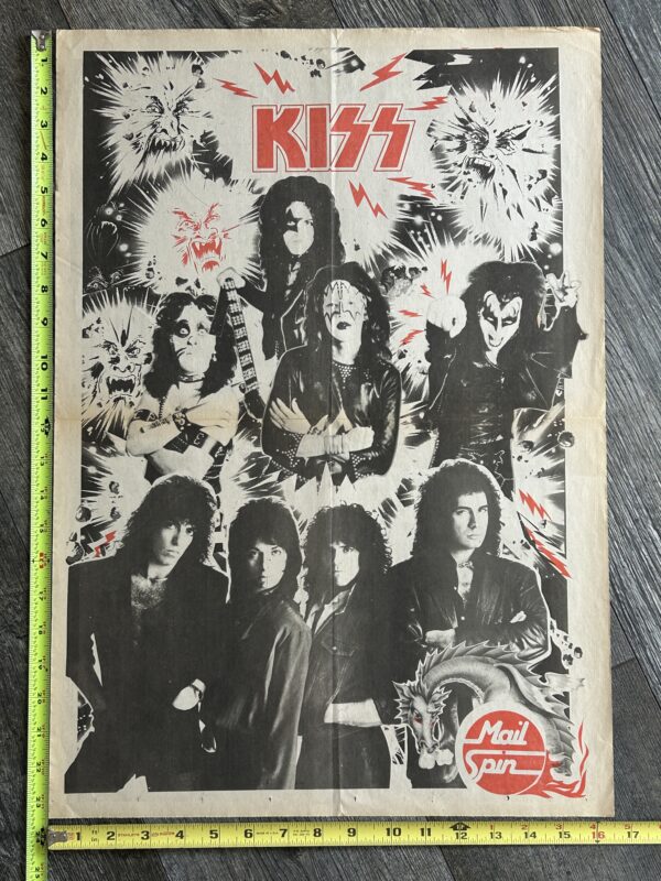 KISS Poster Centerfold Lick It Up Mail Spin UK Vintage Kiss 1974 Aucoin 16x23