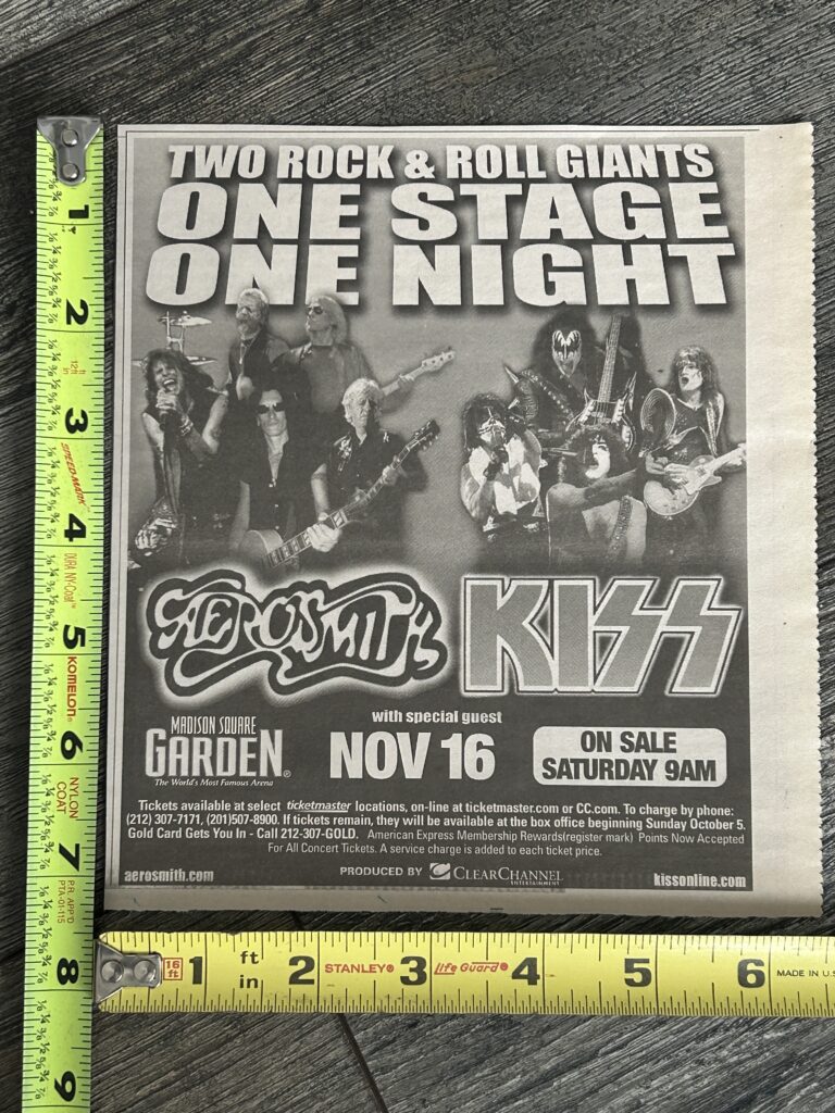 KISS Concert Ad Madison Square Garden NYC Nov16 2003 Vintage Kiss Aerosmith Tour