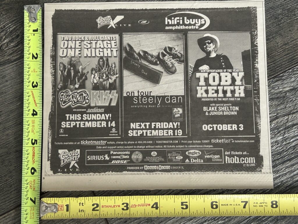 KISS Concert Ad Advert Atlanta Georgia Sept 14 2003 Vintage Kiss Aerosmith Tour