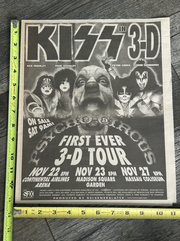 KISS Concert Ad Psycho Circus Tour 1998 MSG NYC Nassau NY NJ Vintage Kiss B