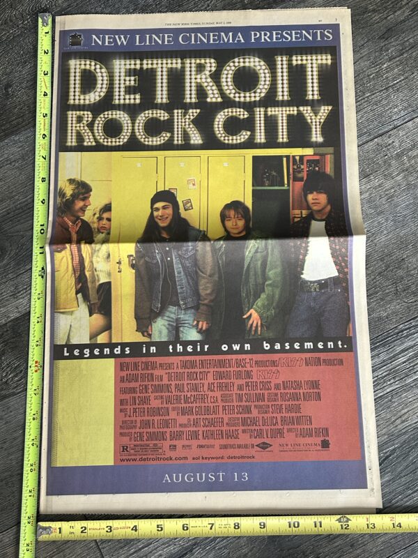 KISS Poster Ad 13x22 Detroit Rock City Movie New York Times 1999 Vintage Kiss