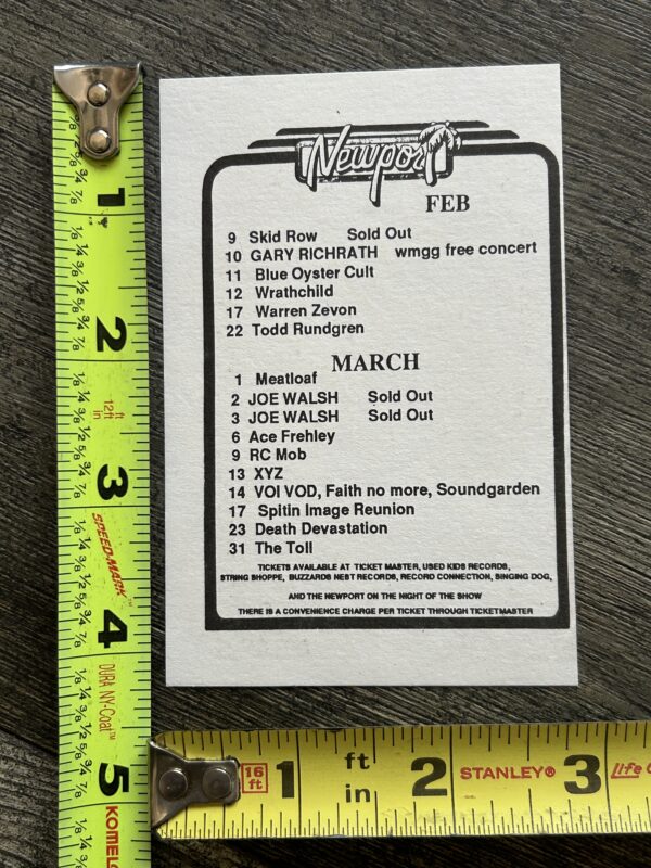 KISS Handbill Concert Ad Card ACE FREHLEY CT Rock And Roll Over Vintage Kiss