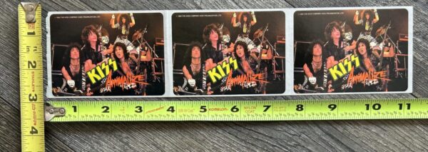 KISS Sticker Animalize 3pc Strip Heaven's On Fire Video 1984 UNUSED Vintage Kiss