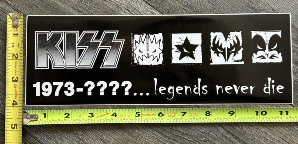 KISS Bumper Sticker Ikons Legends Never Die UNUSED Vintage Kiss Memorabilia 1998
