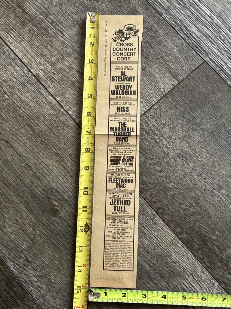 KISS Concert Ad Rock And Roll Over Tour Hartford Feb 16 1977 Vintage Kiss Aucoin