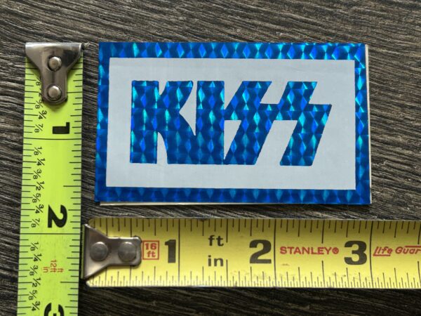 KISS Sticker Prism Prismatic Blue Silver Rectangle Vintage Kiss Aucoin Era