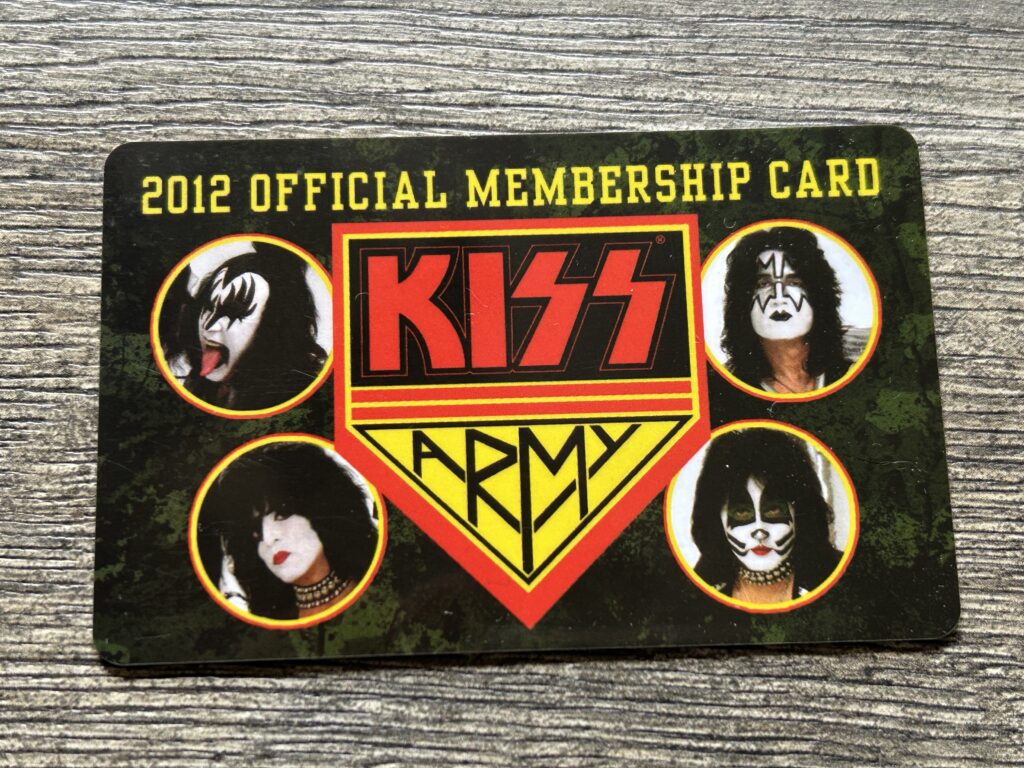 KISS Army Membership Card 2012 Fan Club UNUSED Vintage Kiss Gene paul Eric Tommy