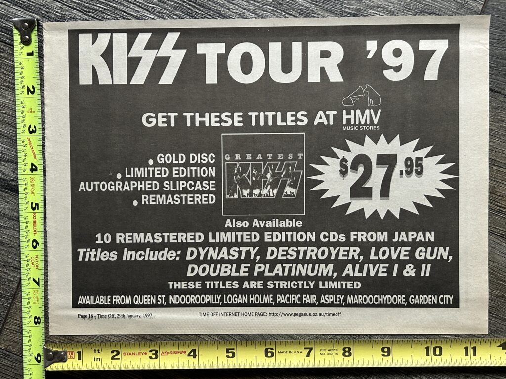 KISS Ad Greatest Kiss Gold Autograph Slipcase CD 1997 Australia Vintage Kiss