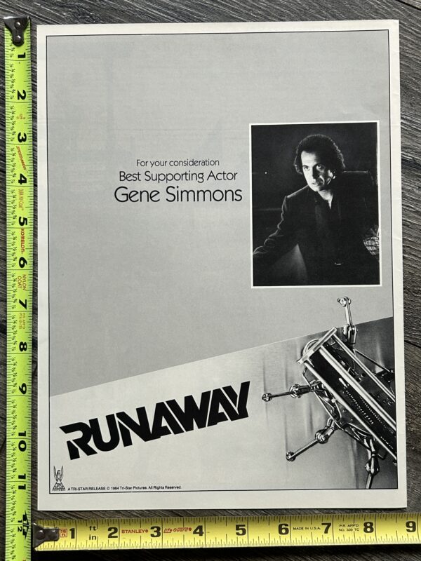 KISS Ad Advert GENE SIMMONS Runaway Movie Spider Supporting Actor Vintage Kiss