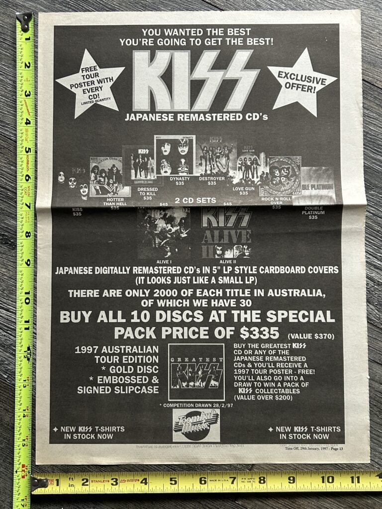 KISS Ad Japan Japanese Remaster CD Toombull Music 1997 Australia Vintage Aucoin