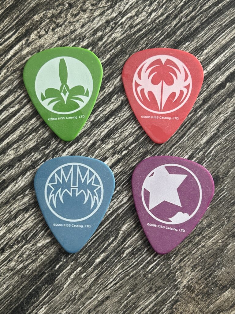 KISS Guitar Pick Coffeehouse Makeup Ikons 4pc Colors Set Vintage Kiss 2008