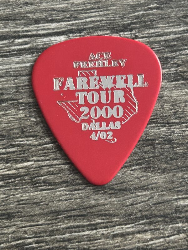 KISS Guitar Pick Farewell Tour ACE FREHLEY Dallas TX April 2 Red Vintage Kiss