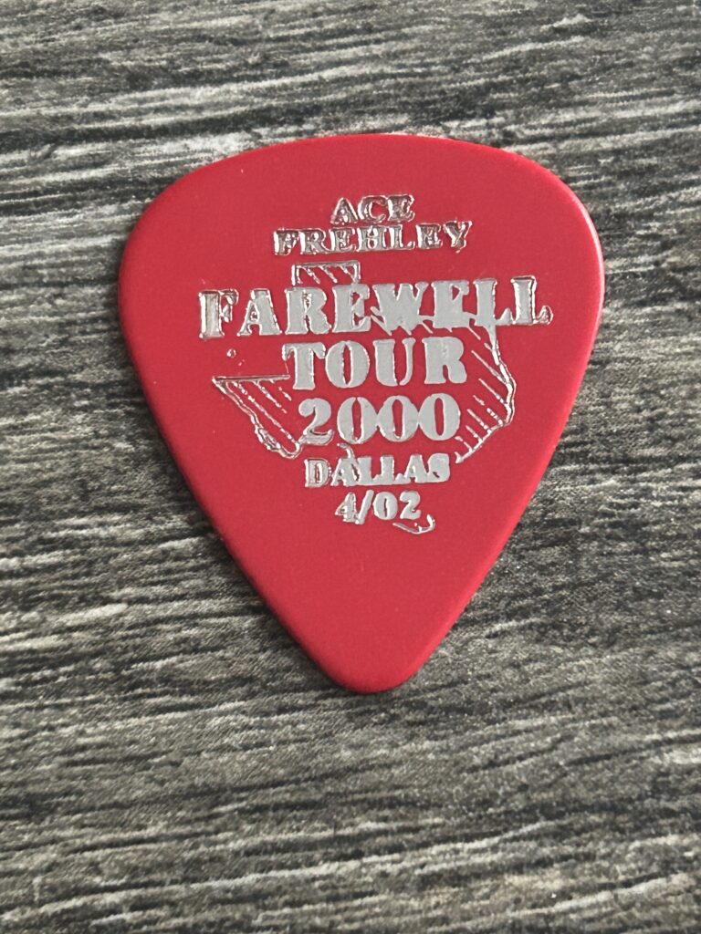 KISS Guitar Pick Farewell Tour ACE FREHLEY Dallas TX April 2 Red Vintage Kiss