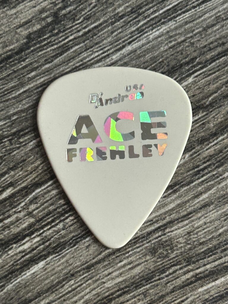 Kiss Guitar Pick ACE FREHLEY D'Andrea Bad Boys Tour White Silver Prism Vintage