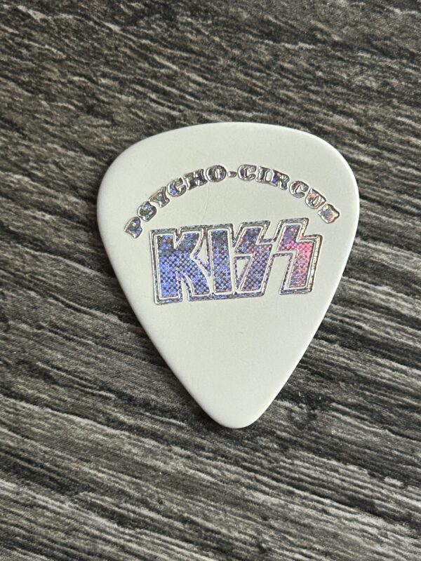 KISS Guitar Pick PAUL STANLEY Psycho Circus White Glitter Silver Vintage Kiss