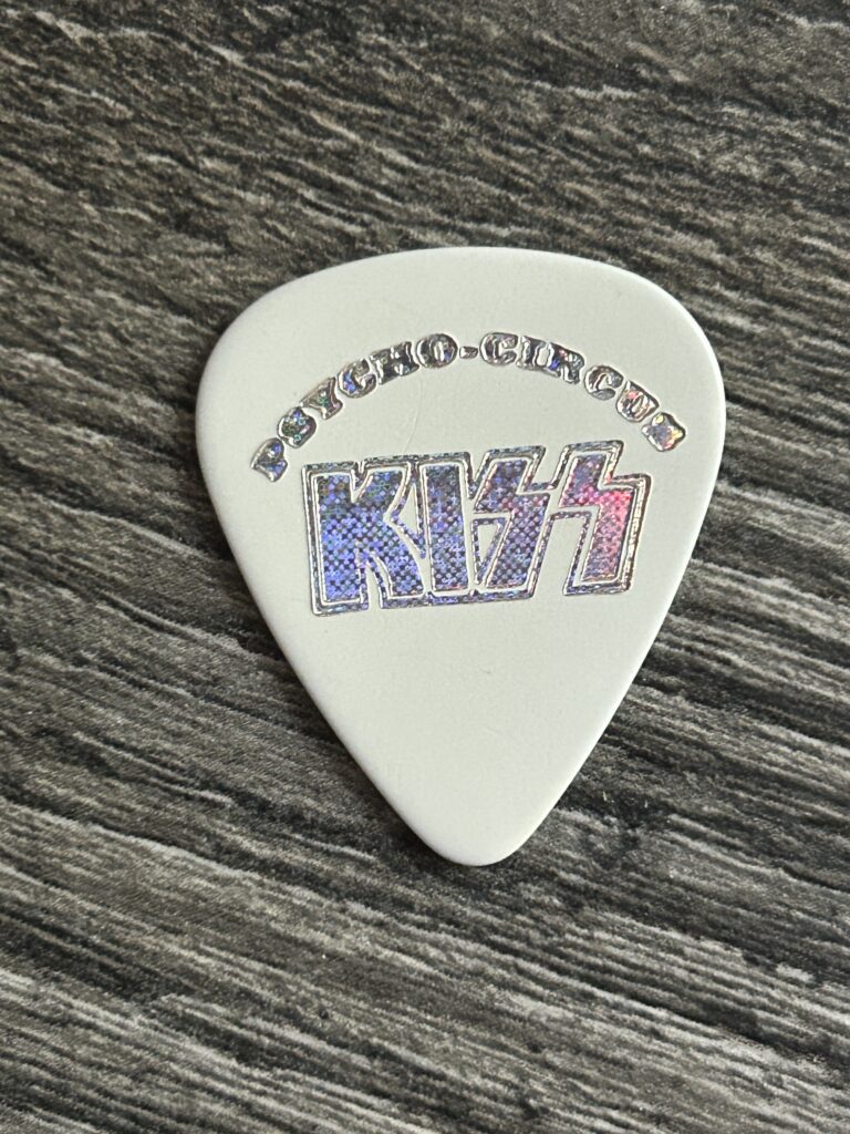 KISS Guitar Pick PAUL STANLEY Psycho Circus White Glitter Silver Vintage Kiss
