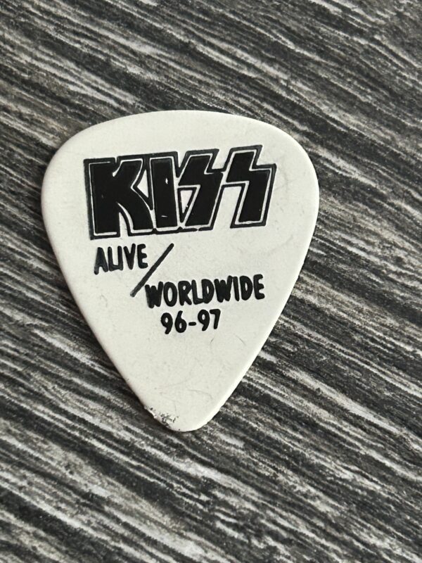 KISS Guitar Pick GENE SIMMONS Alive Worldwide Reunion Black White Black w/ Dash