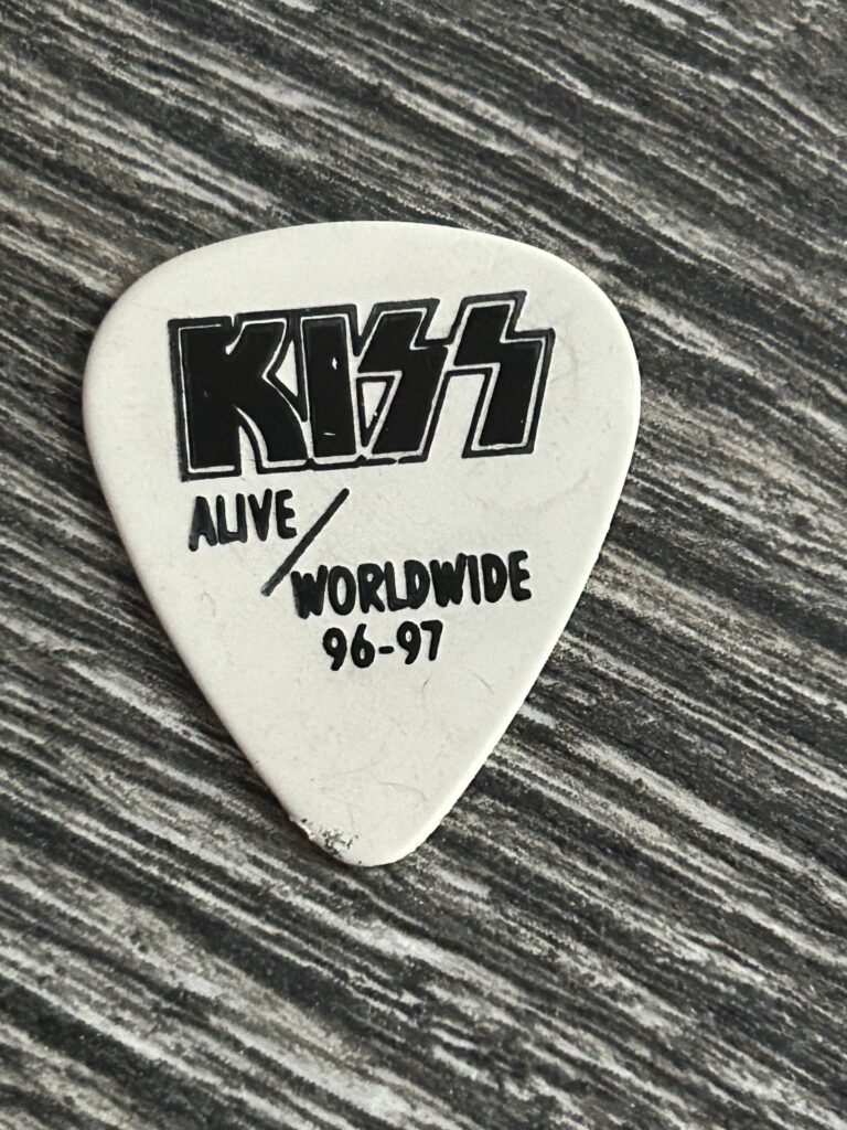 KISS Guitar Pick GENE SIMMONS Alive Worldwide Reunion Black White Black w/ Dash