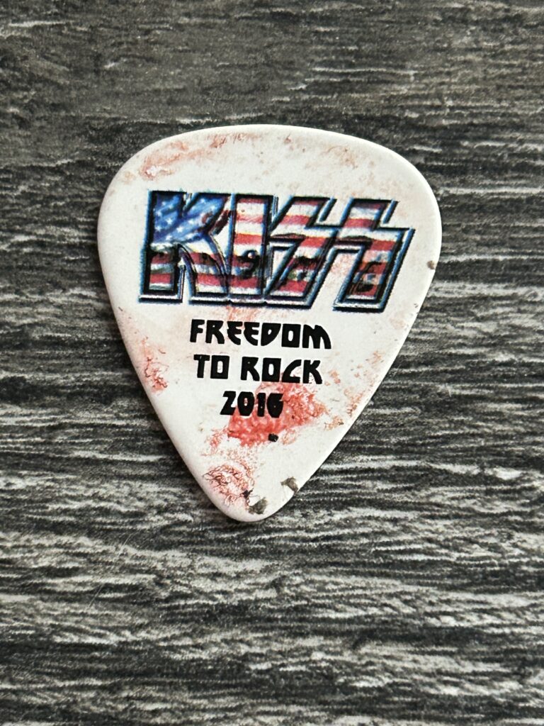 KISS Guitar Pick GENE SIMMONS Concert Stage Played BLOOD Freedom To Rock Tour