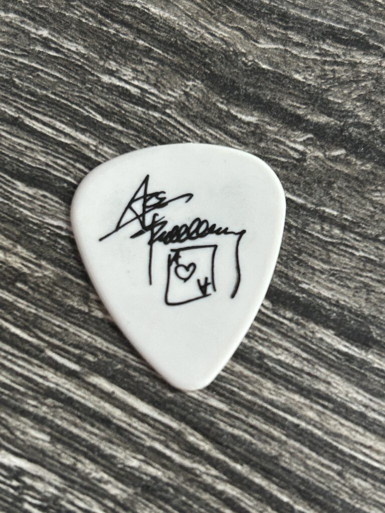 KISS Guitar Pick ACE FREHLEY Farewell White Black Straight Position Signature