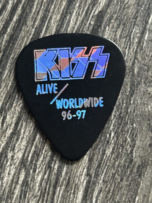 KISS Guitar Pick ACE FREHLEY Alive Worldwide Reunion Black Silver w/Dash Vintage3