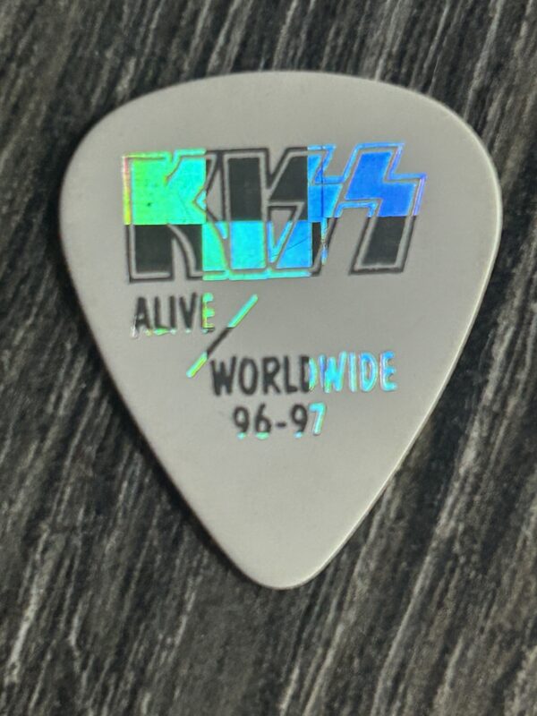 KISS Guitar Pick ACE FREHLEY Alive Worldwide Reunion White Silver w/Dash Vintage