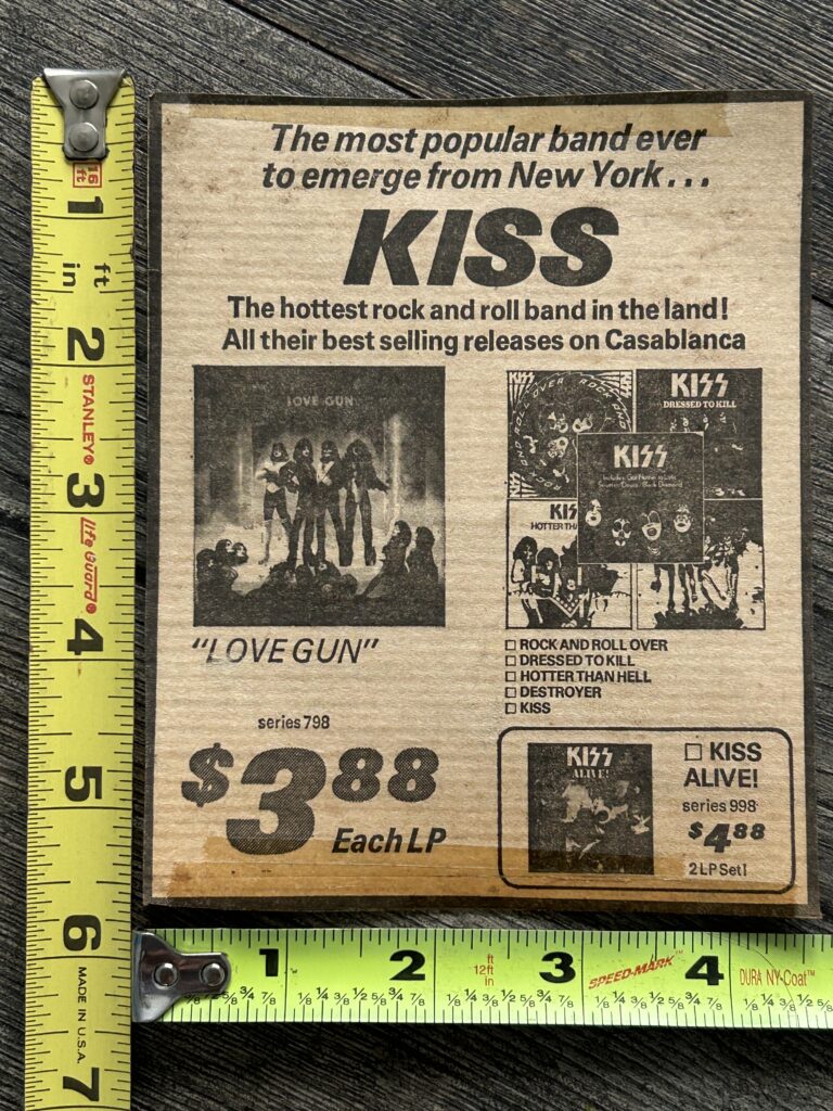 KISS Ad Love Gun Back Catalog Vinyl Most Popular NY Band Vintage Kiss Aucoin