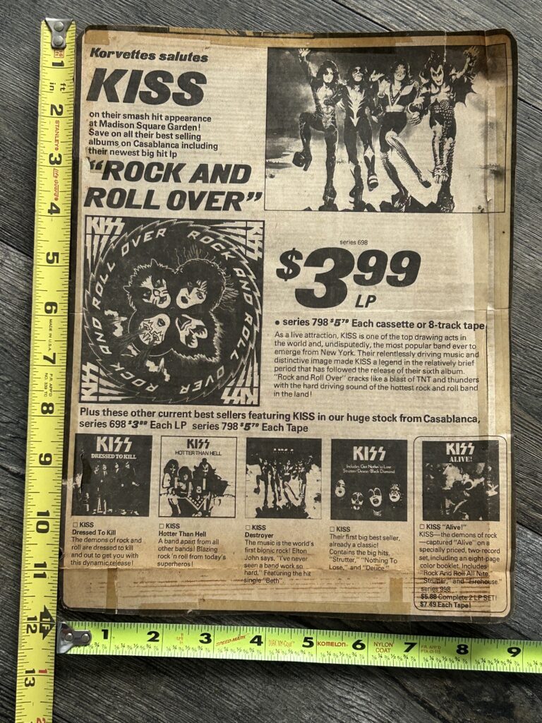 KISS Ad Rock And Roll Over Vinyl Madison Square Garden NY Concert Vintage Aucoin