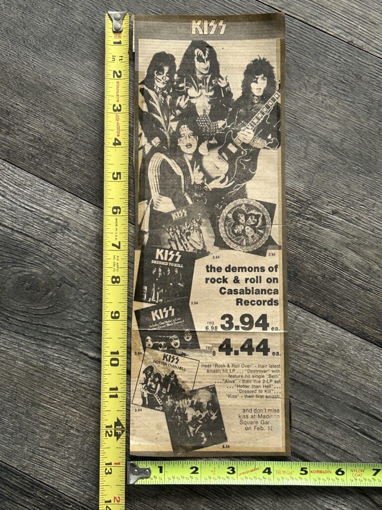 KISS Ad Rock And Roll Over Vinyl Madison Square Garden Concert NY Vintage Aucoin