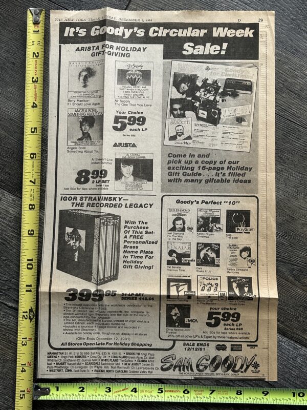 KISS Ad Advert The Elder Vinyl Record Sam Goody NY 1981 Vintage Kiss Aucoin Era