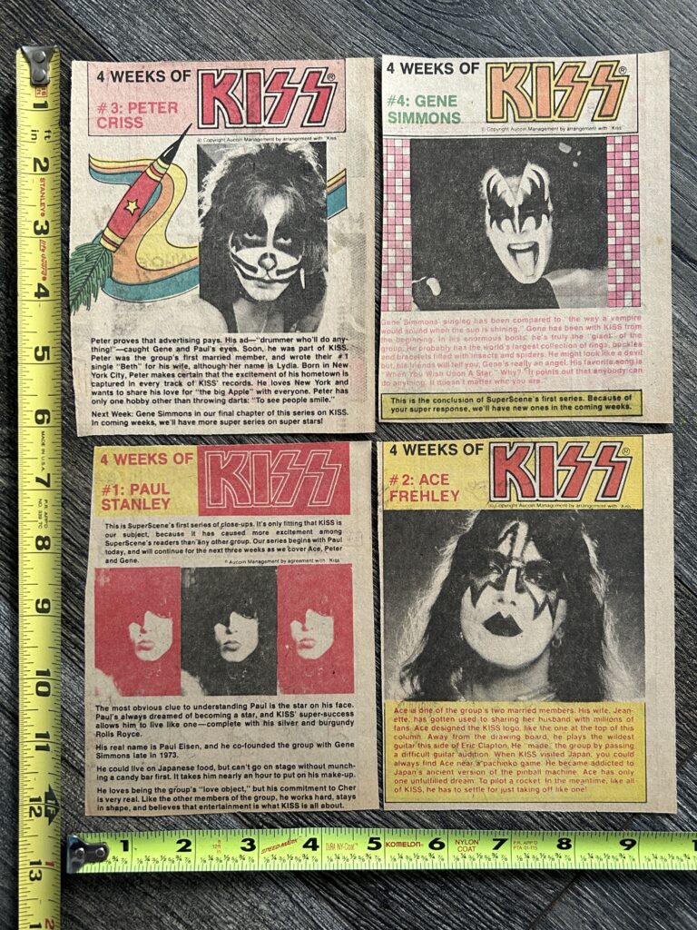 KISS Clippings SuperScene Set 1978 Solo Albums Buffalo NY Vintage Kiss Aucoin