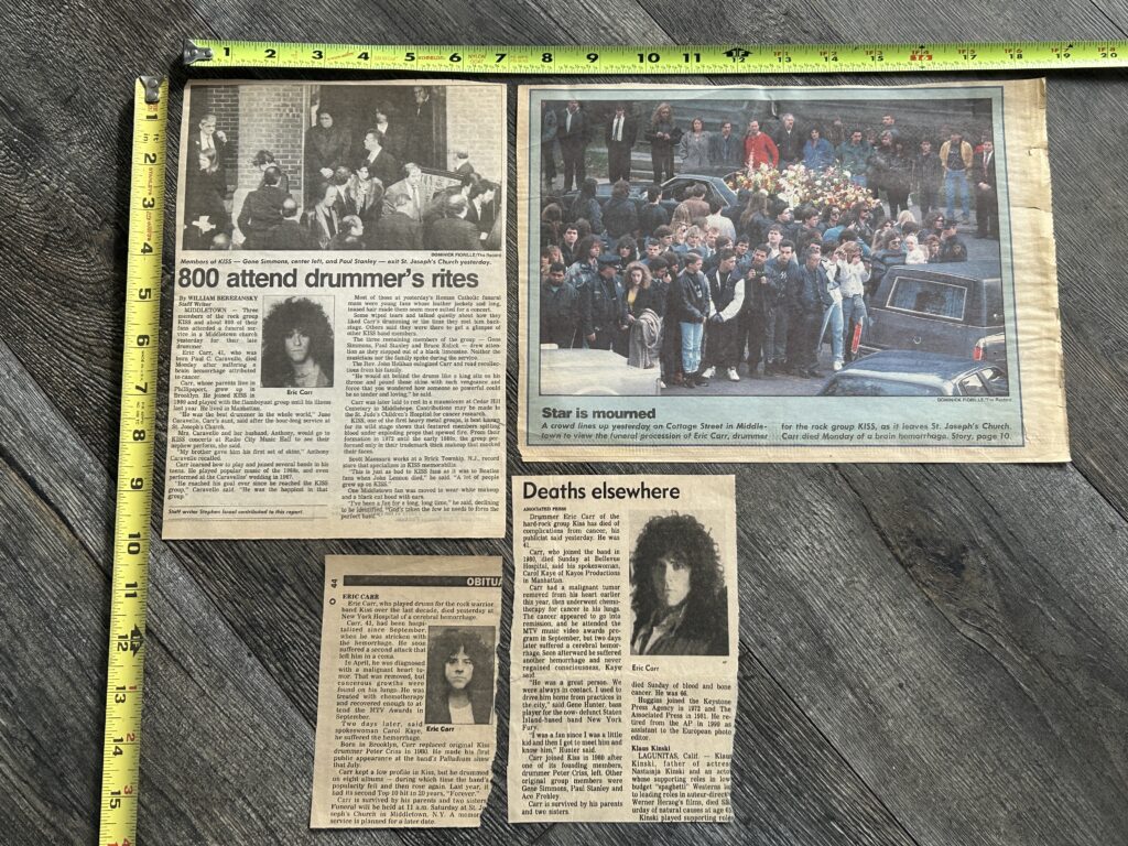 KISS Clipping Lot ERIC CARR Memorial Funeral Middletown NY Photos Gene Paul Vintage Kiss