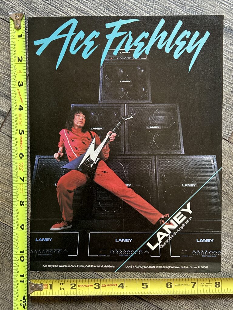 KISS Ad Advert ACE FREHLEY Washburn AF-40 Signature Guitar Laney Vintage Kiss