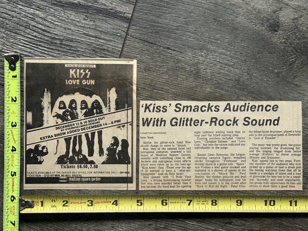 KISS Concert Ad & Clipping Review Alive 2 Tour MSG NYC 1977 Vintage Kiss Aucoin