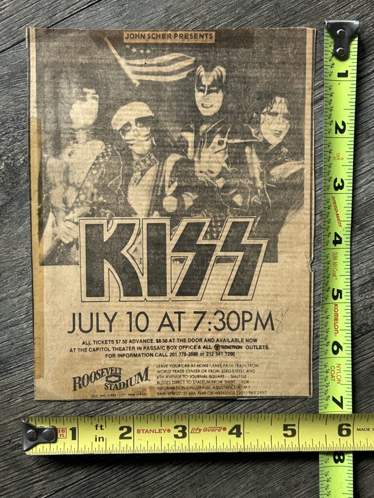 KISS Concert Ad Roosevelt Stadium Destroyer Tour Jul 10 1976 Vintage Kiss Aucoin
