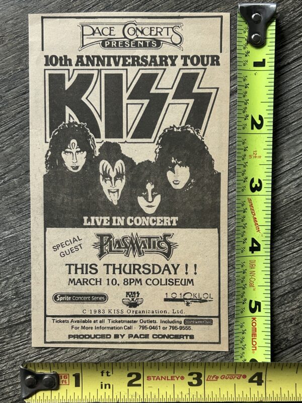 KISS Concert Ad Creatures Of The Night Tour Houston 1983 Vintage Kiss Plasmatics