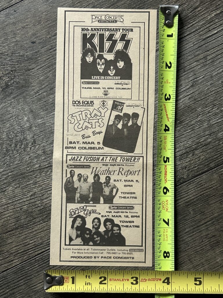 KISS Concert Ad Creatures Of The Night Tour Houston 1983 Vintage Kiss Aucoin