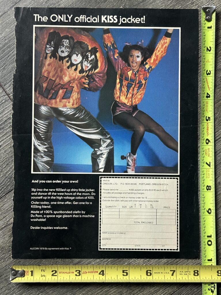 KISS Ad Advert 1978 Flames Jacket Tyvek Vintage Kiss Aucoin Memorabilia