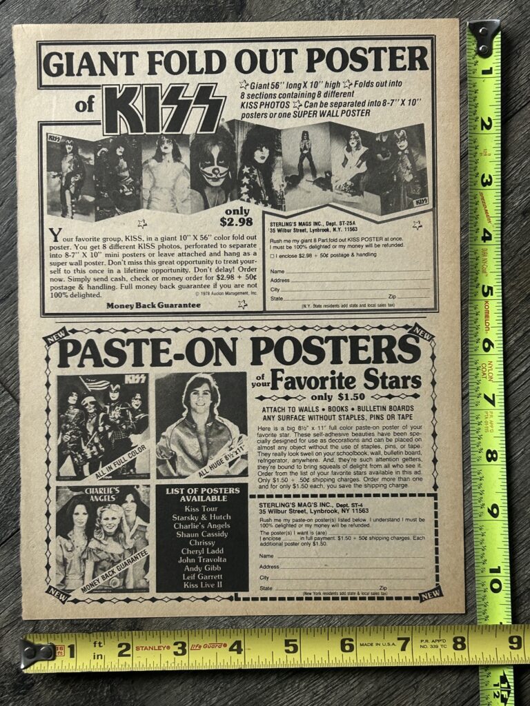 KISS Ad Advert Giant Fold Out Super Poster + Poster Put Ons Vintage Kiss Aucoin