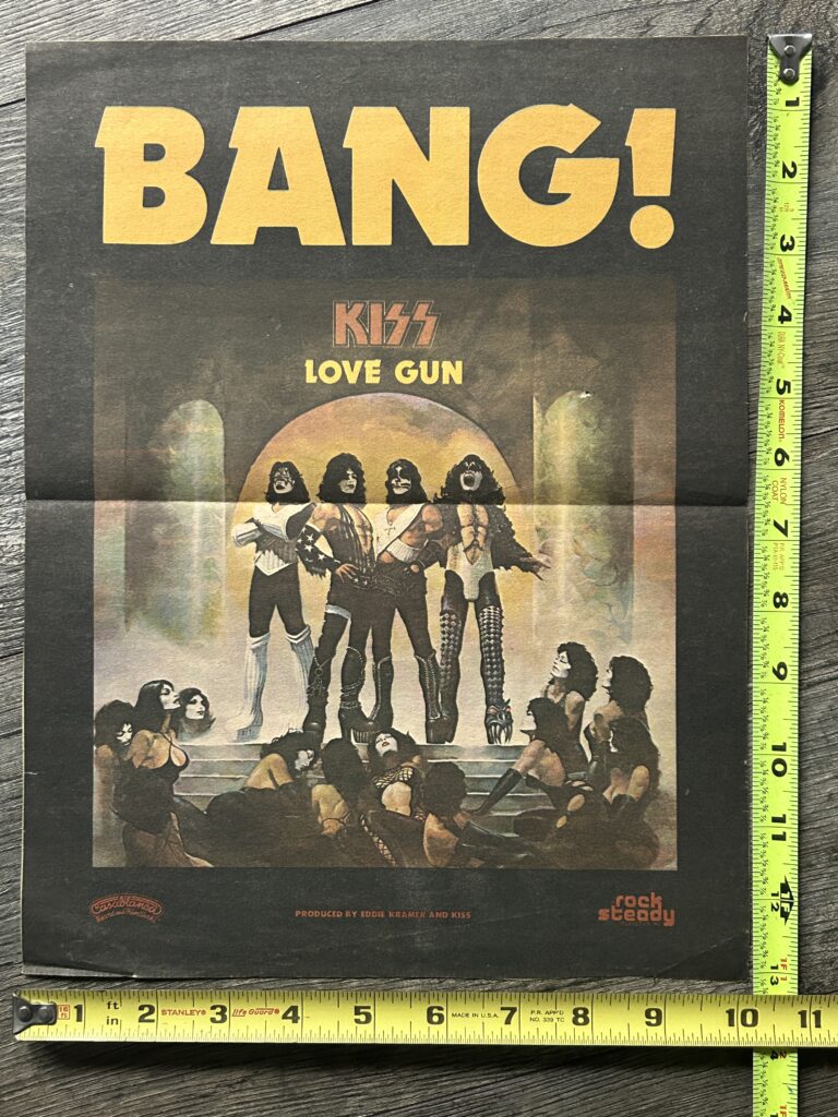KISS Ad Advert Love Gun BANG! Vinyl Record Album Vintage Kiss Aucoin 10x13 USA