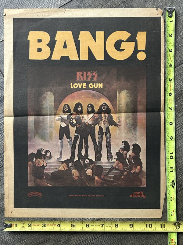 KISS Ad Advert Love Gun BANG! Vinyl Record Album Vintage Kiss Aucoin 11x14 USA
