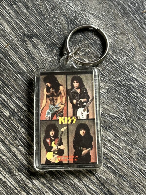 KISS Keychain Crazy Nights 1987 Vintage Kiss Memorabilia Eric Carr Bruce Kulick